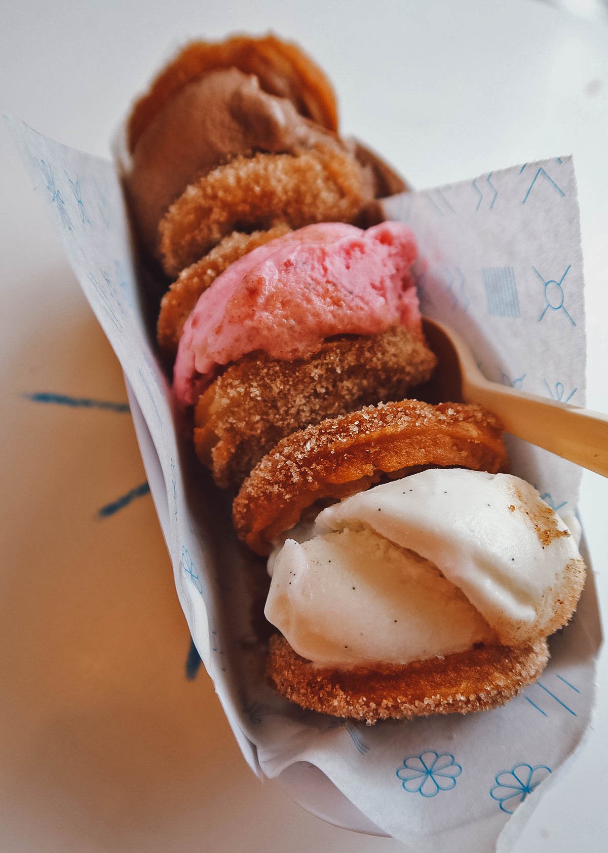 Churro ice cream sandwiches from a pastry shop in Mexico City