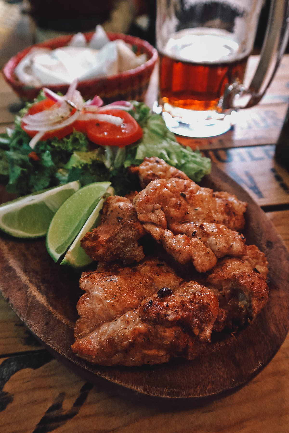 Mollejas at a food hall in Mexico City