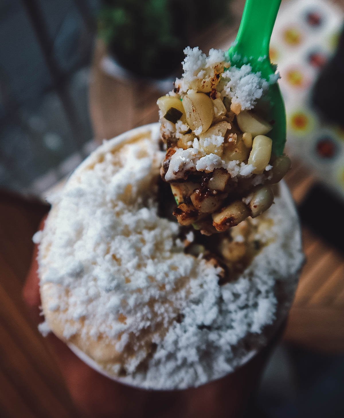 Cup of esquites in Mexico