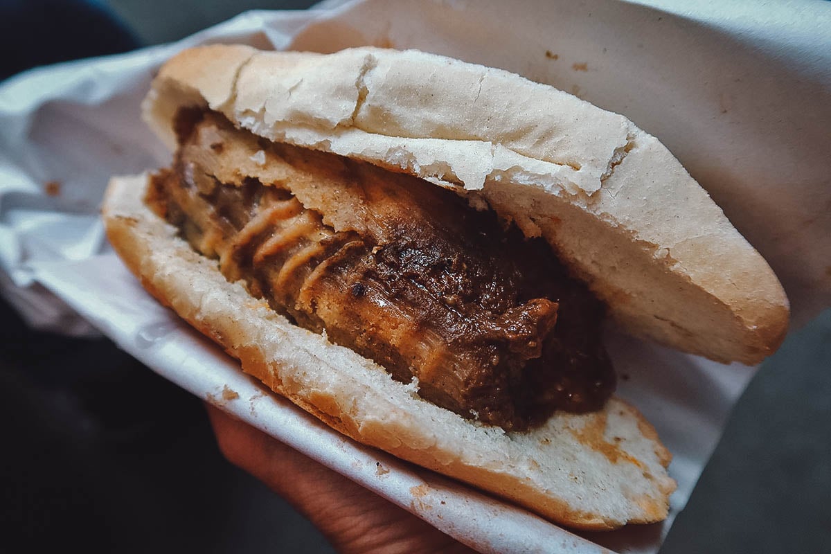 Guajolota from a street food vendor in Mexico City