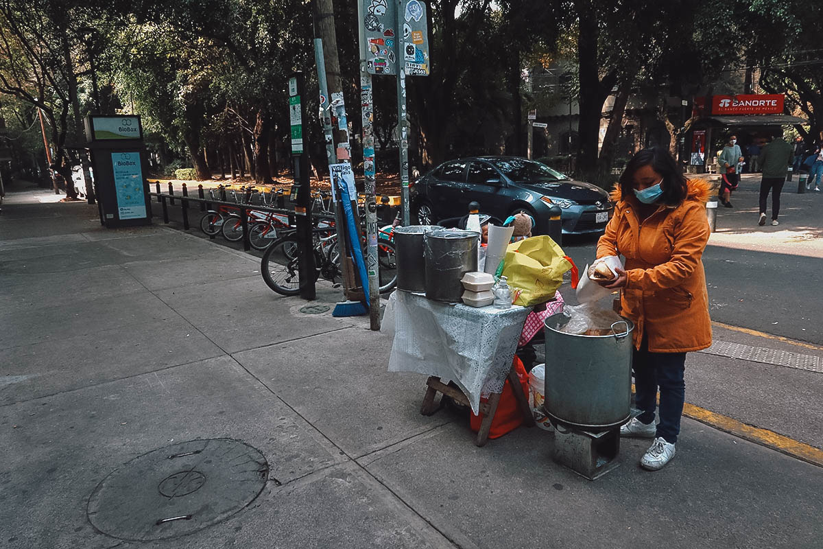 The Best Food in Mexico City Guajolota street food cart in Mexico City