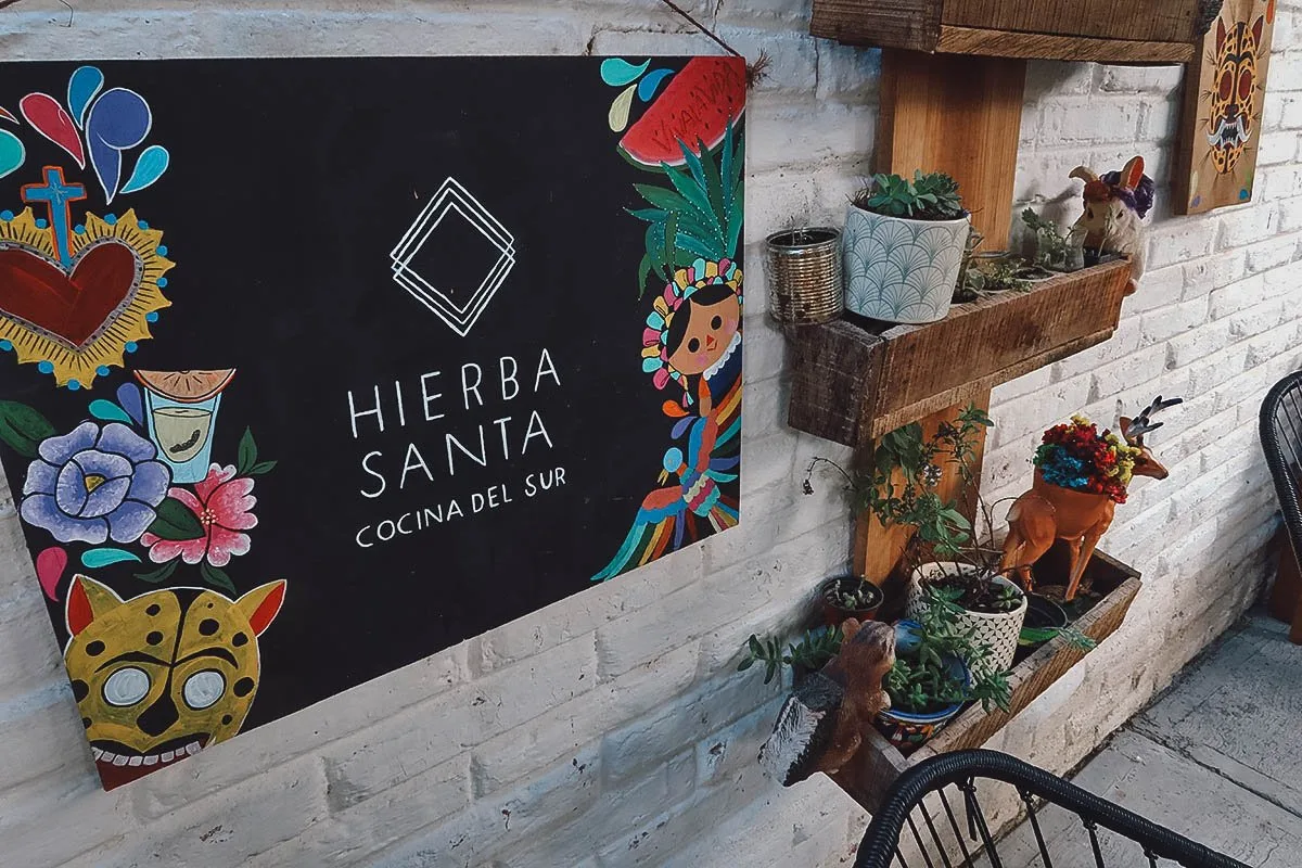 Cute signage at Hierba Santa Cocina del Sur