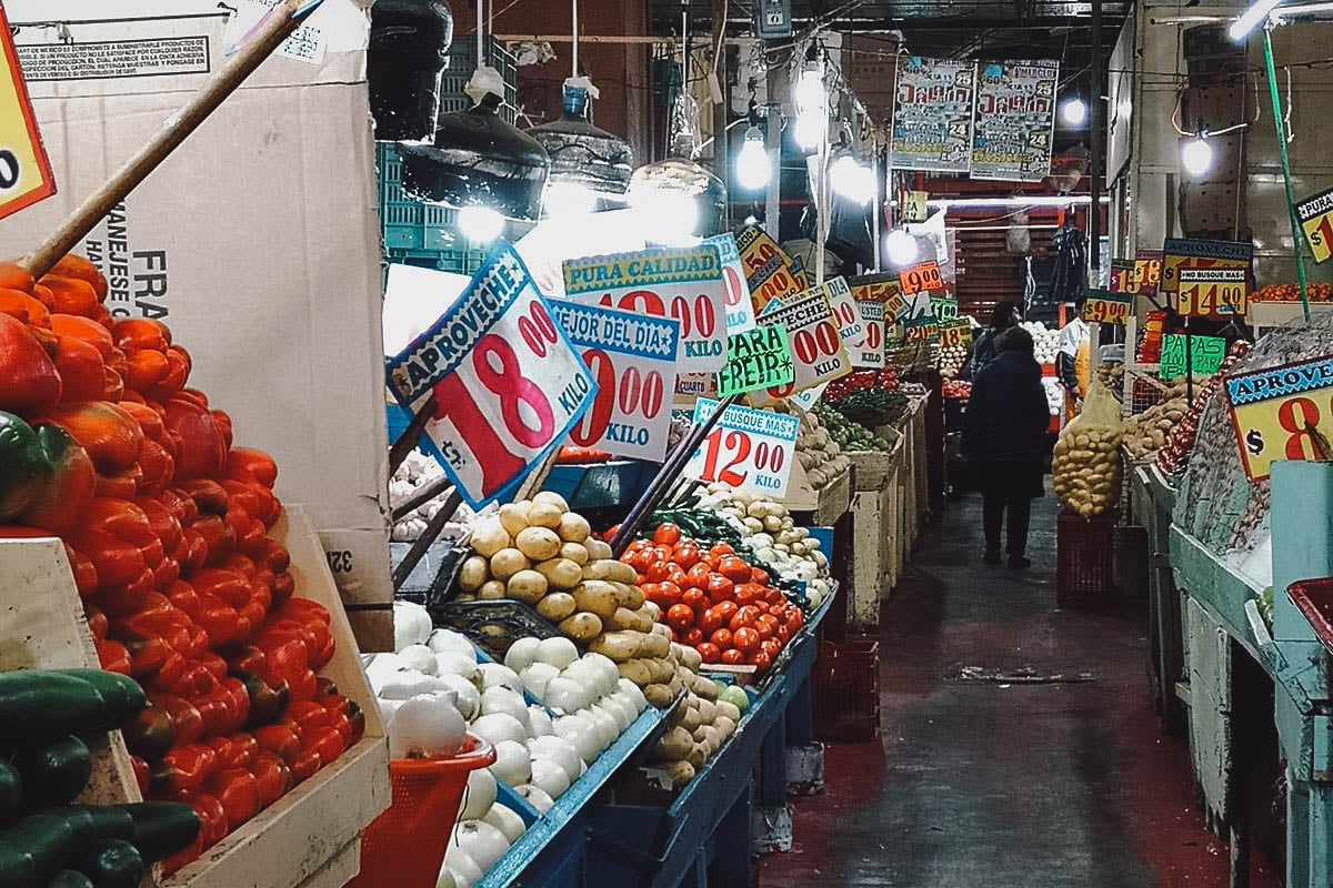 Fresh produce for sale at a market in Mexico City