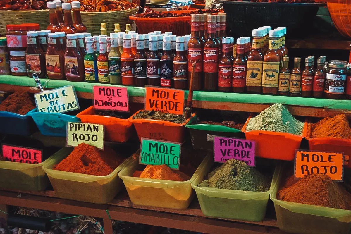 Spices for sale at a mercado in Mexico City