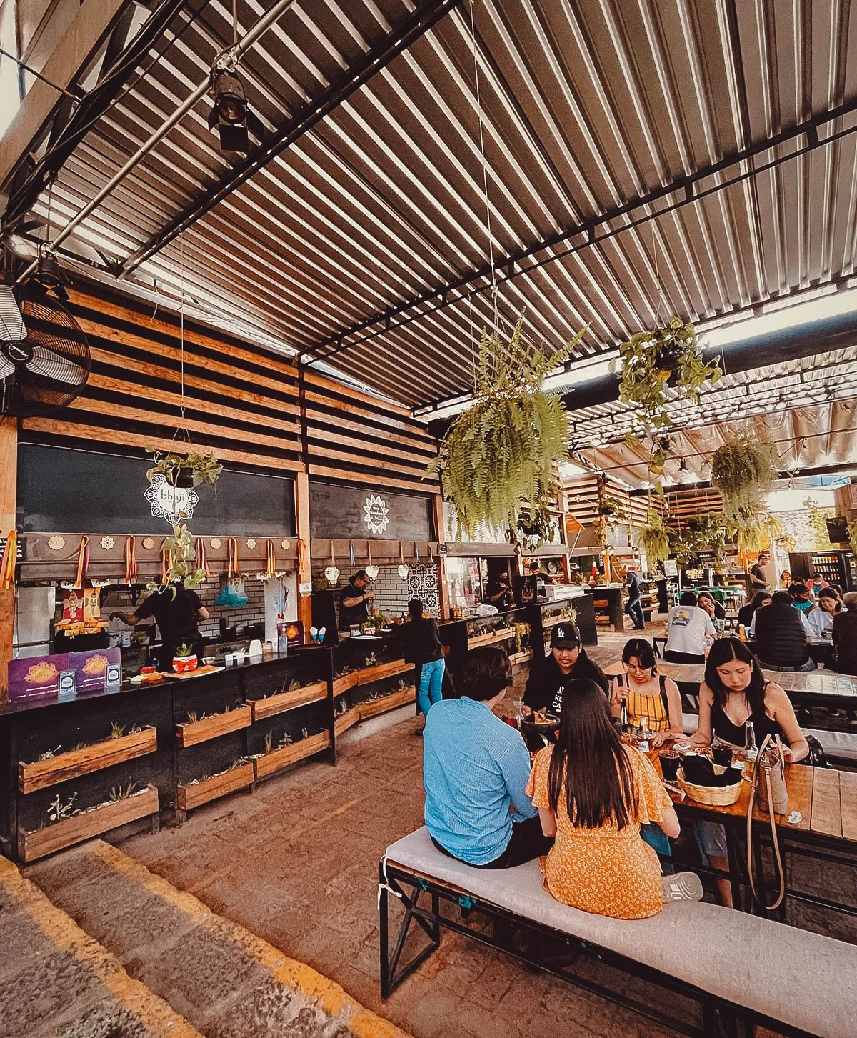 Dining area at Mercado del Carmen