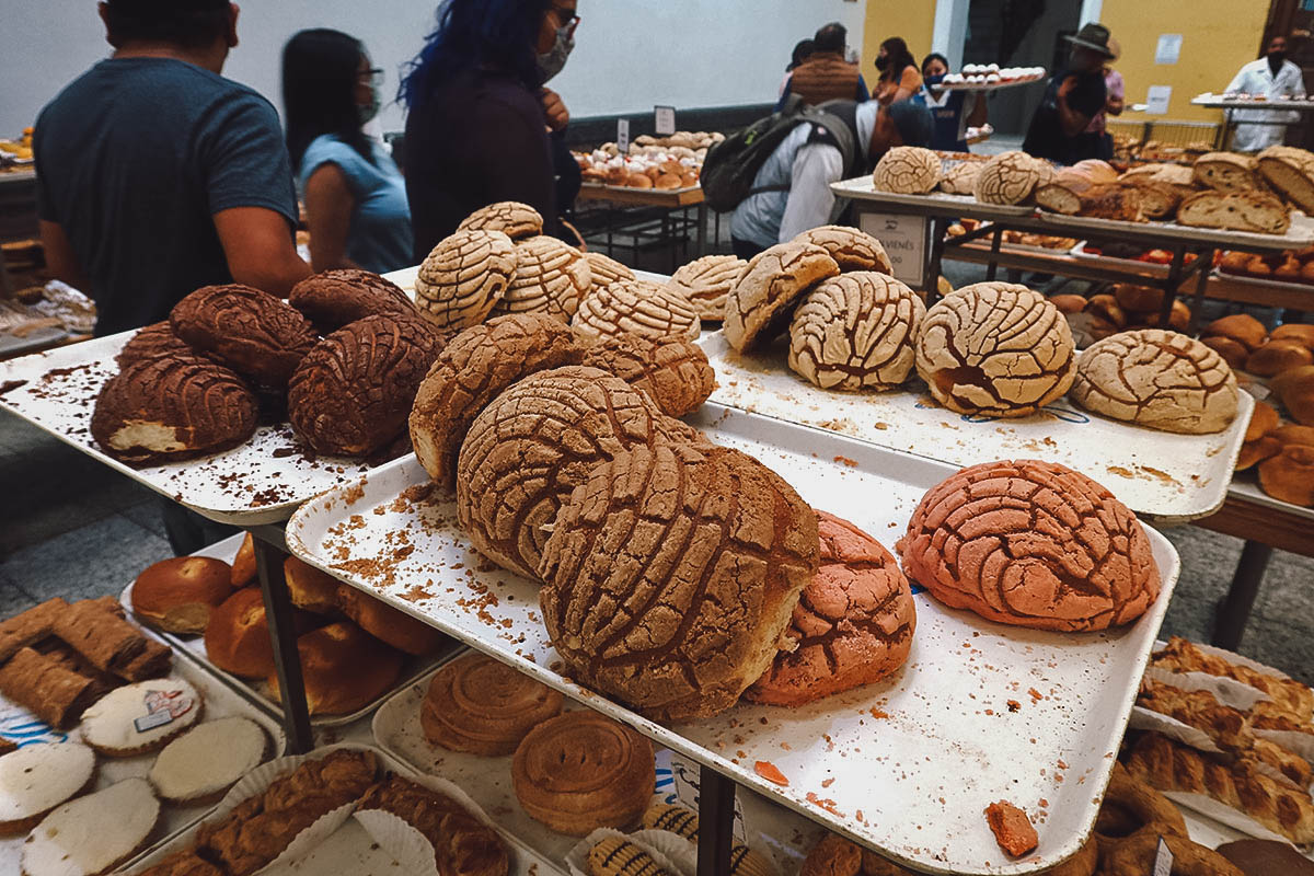 Pastry buns at a bakery in Mexico City