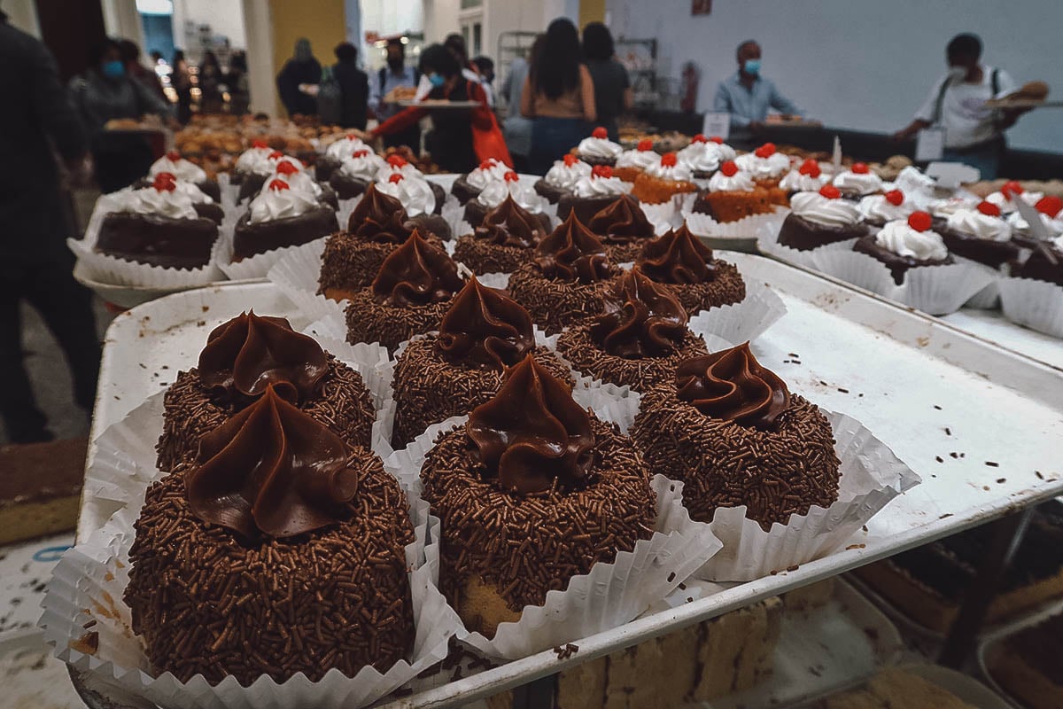 Chocolate pastries at bakery in Mexico City