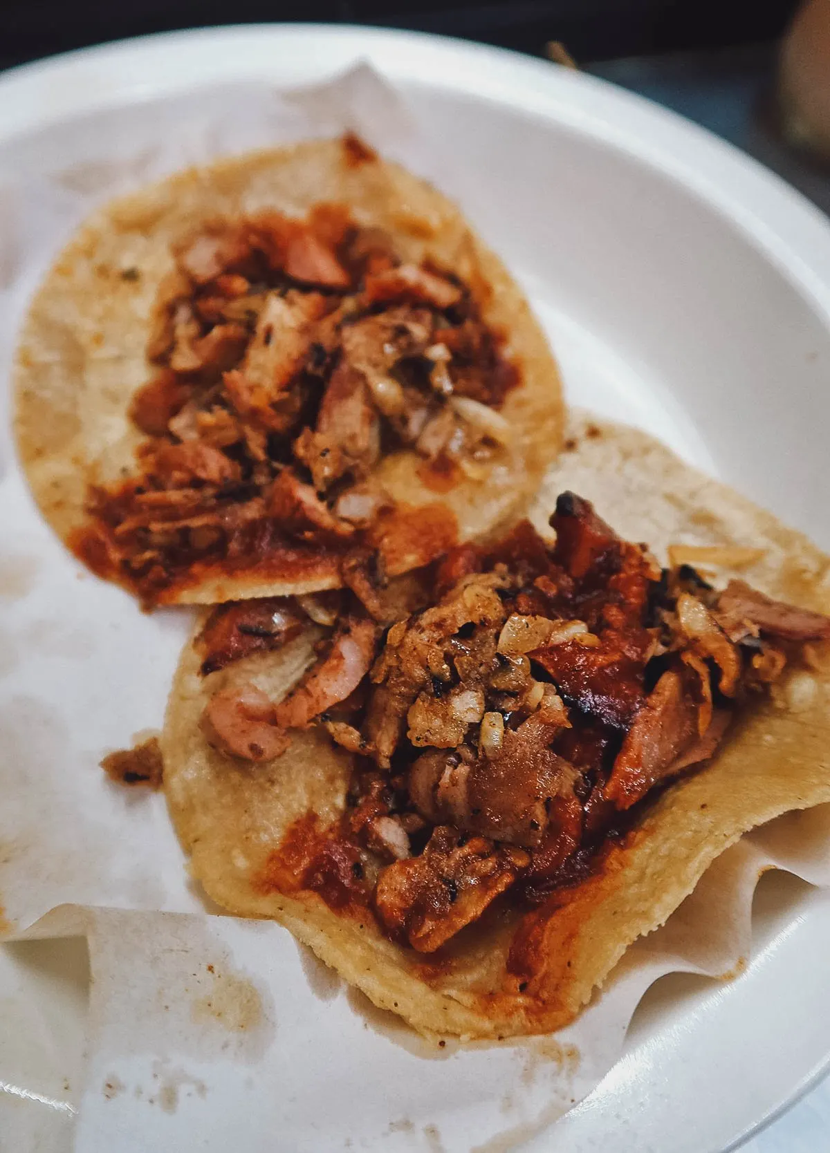 Plate of tacos al pastor