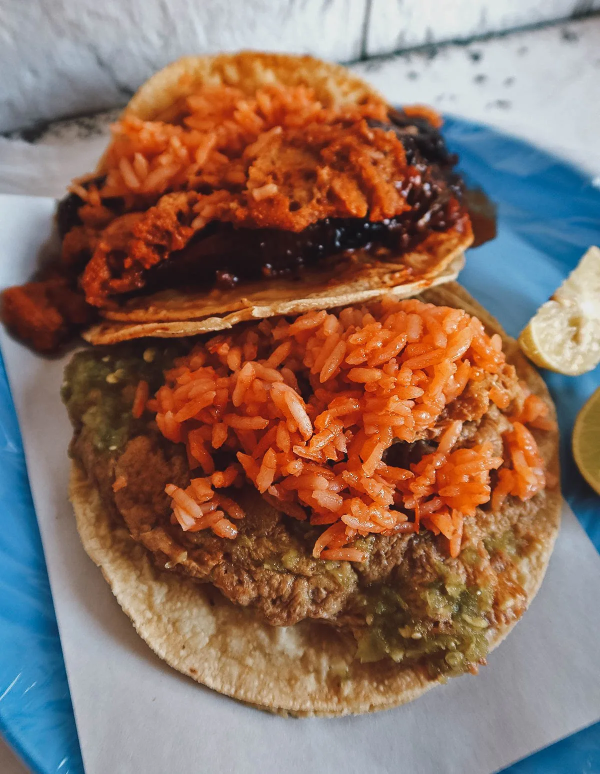 Torta de pollo and chile relleno