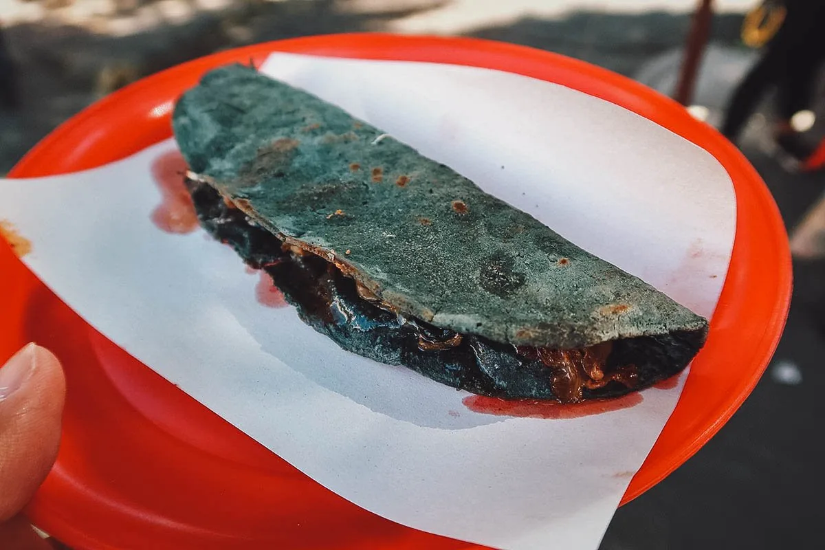 The Best Food in Mexico City Quesadilla from a street food stall in Mexico City