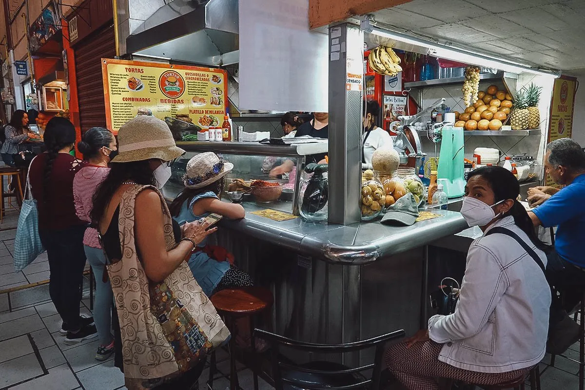 Tortas Beltran stall at Ignacio Ramirez Market