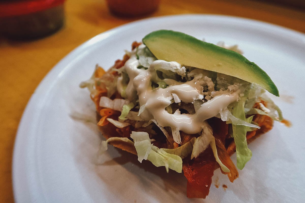Chicken tostada from a mercado stall in Mexico City