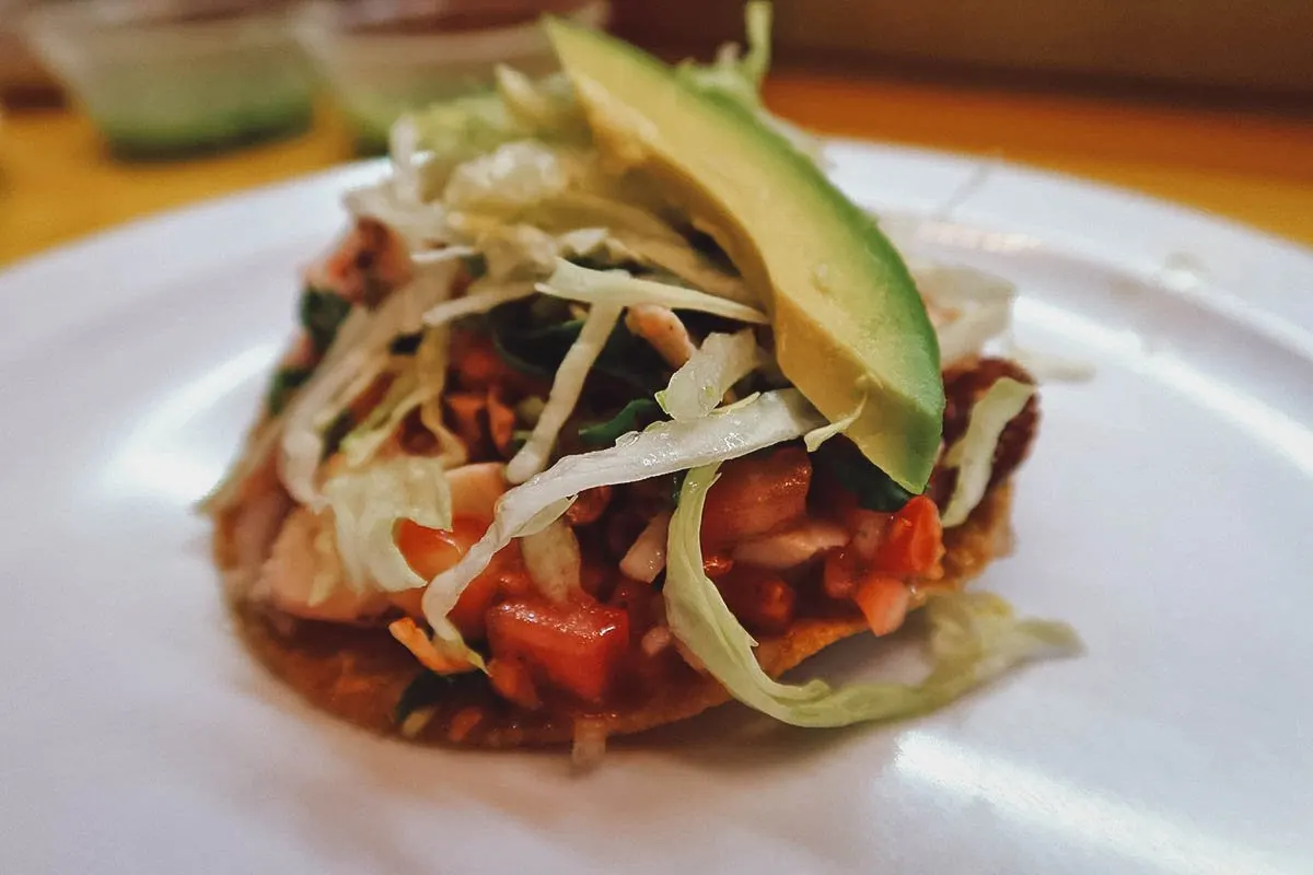 Octopus tostada from a mercado stall in Mexico City