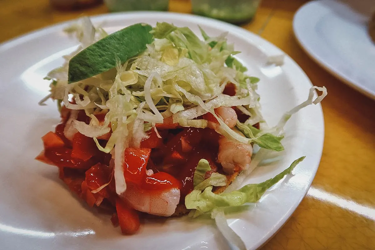 The Best Food in Mexico City Shrimp tostada from a mercado stall in Mexico City