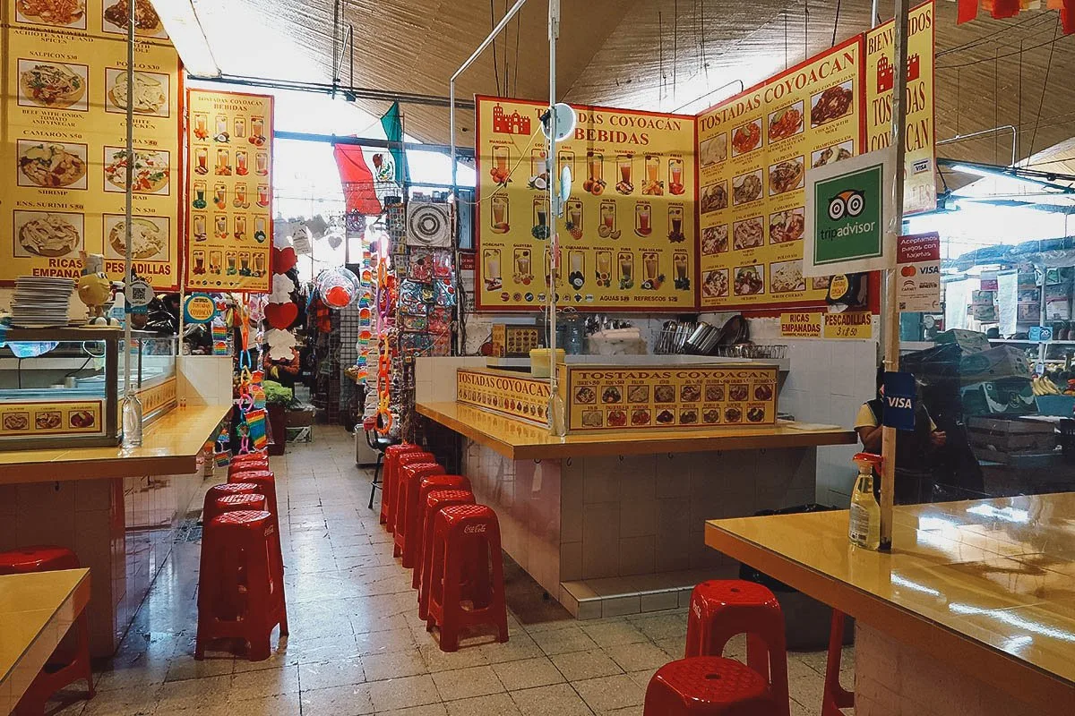 The Best Food in Mexico City Tostadas Coyoacan stalls in Mexico City