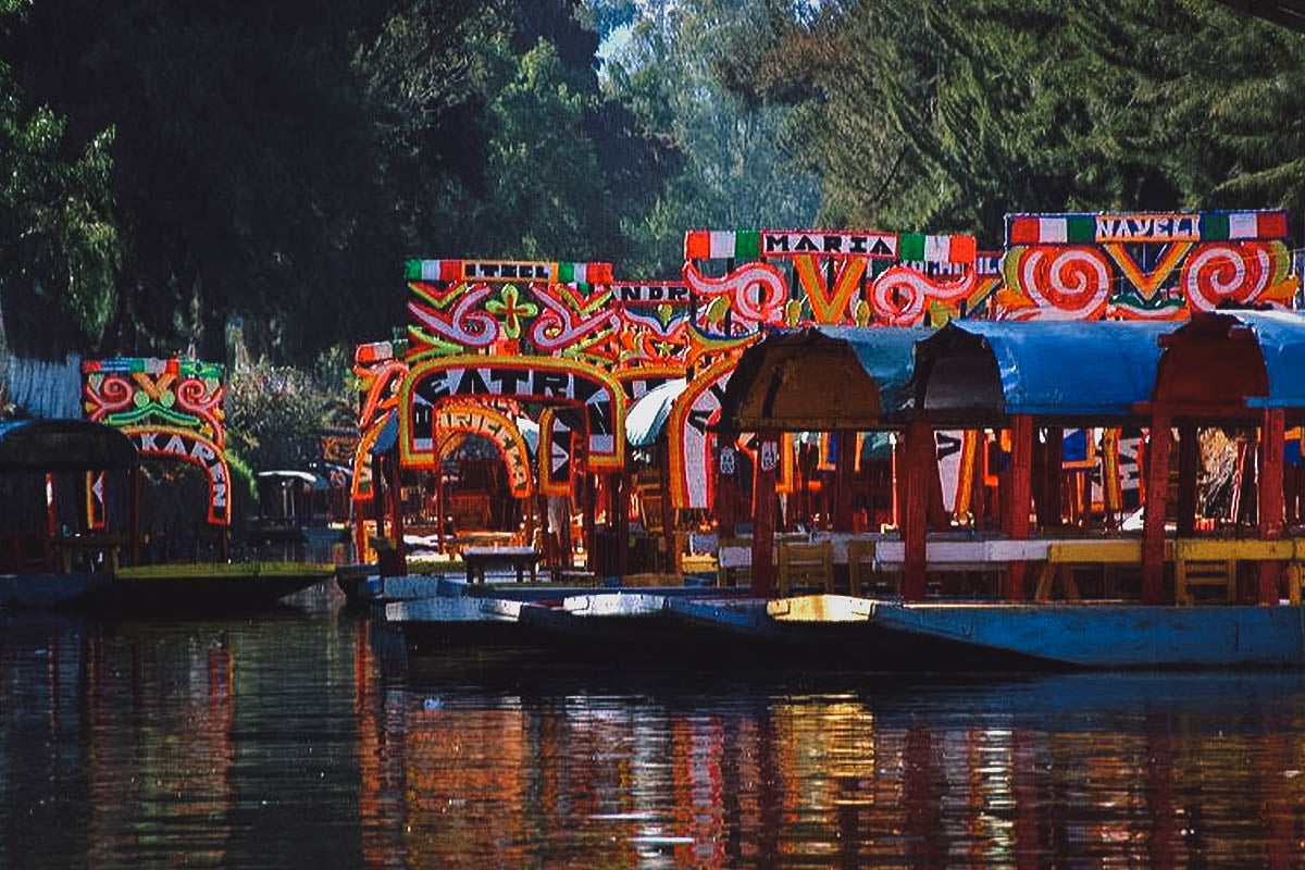 Colorful riverboats on the canals of Xochimilco