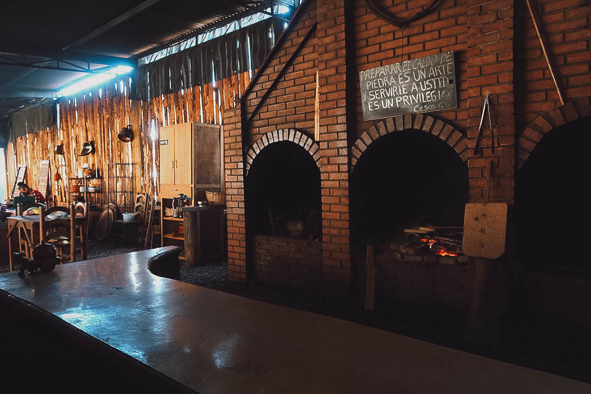 Furnace at Caldo de Piedra restaurant in Oaxaca