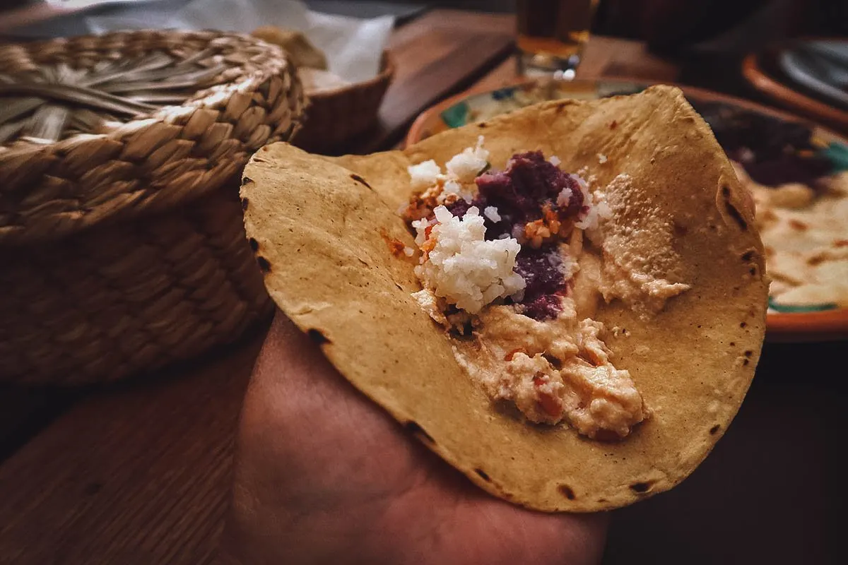 Mole in a tortilla