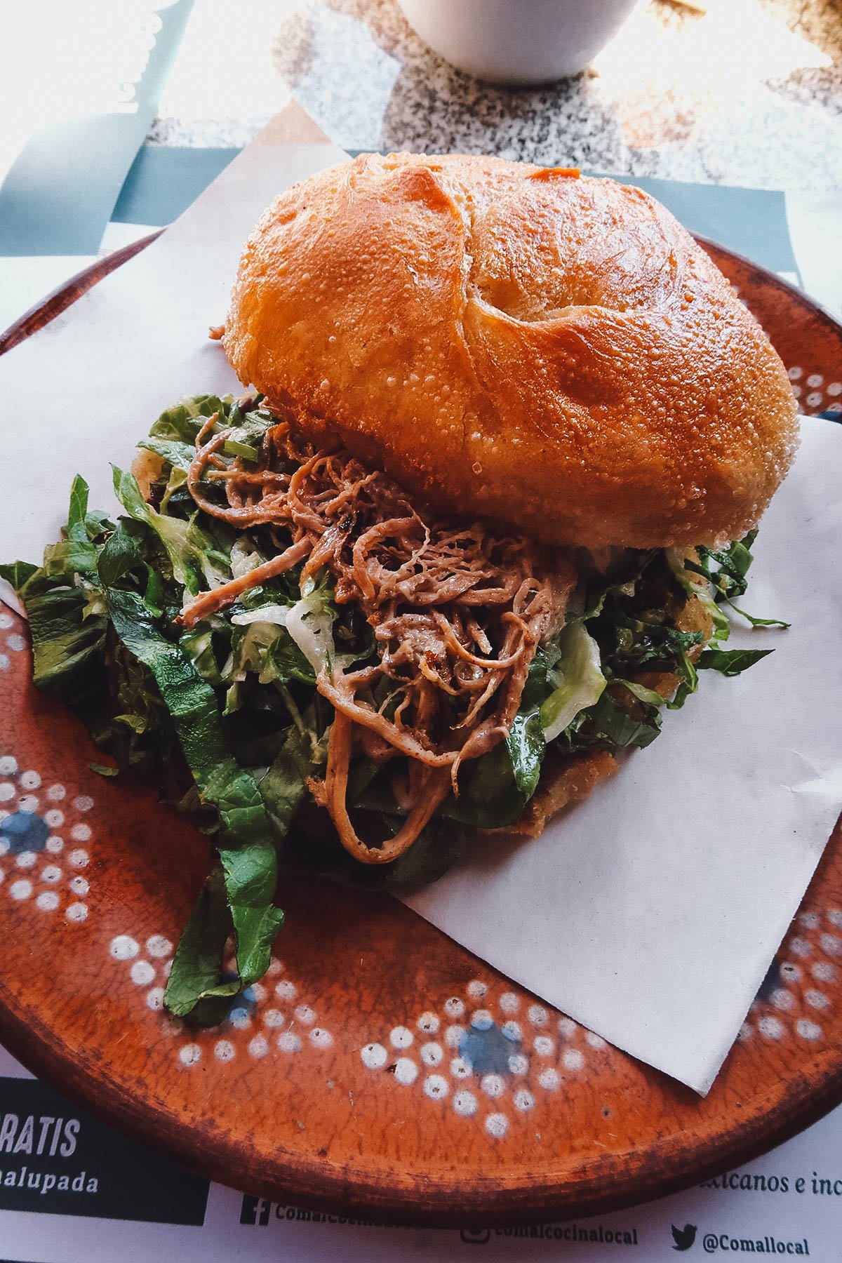 Pelona with shredded beef and refried beans