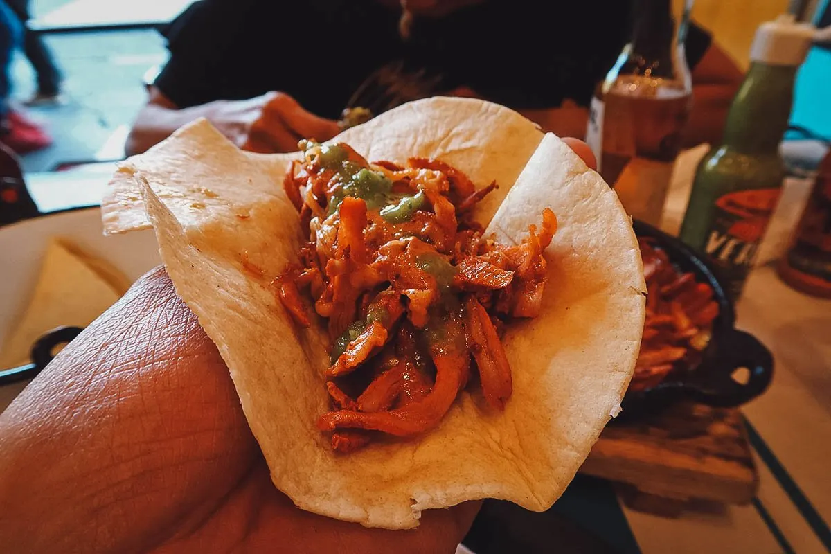 Queso fundido in a tortilla