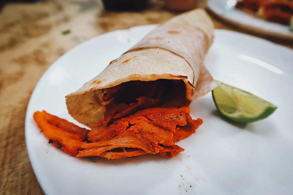 Taco al pastor in Araic bread