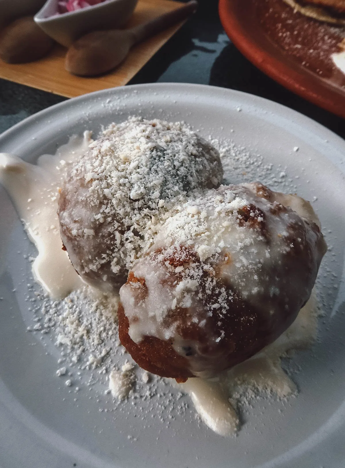 Molotes de platano at El Son Istmeno restaurant in Oaxaca City