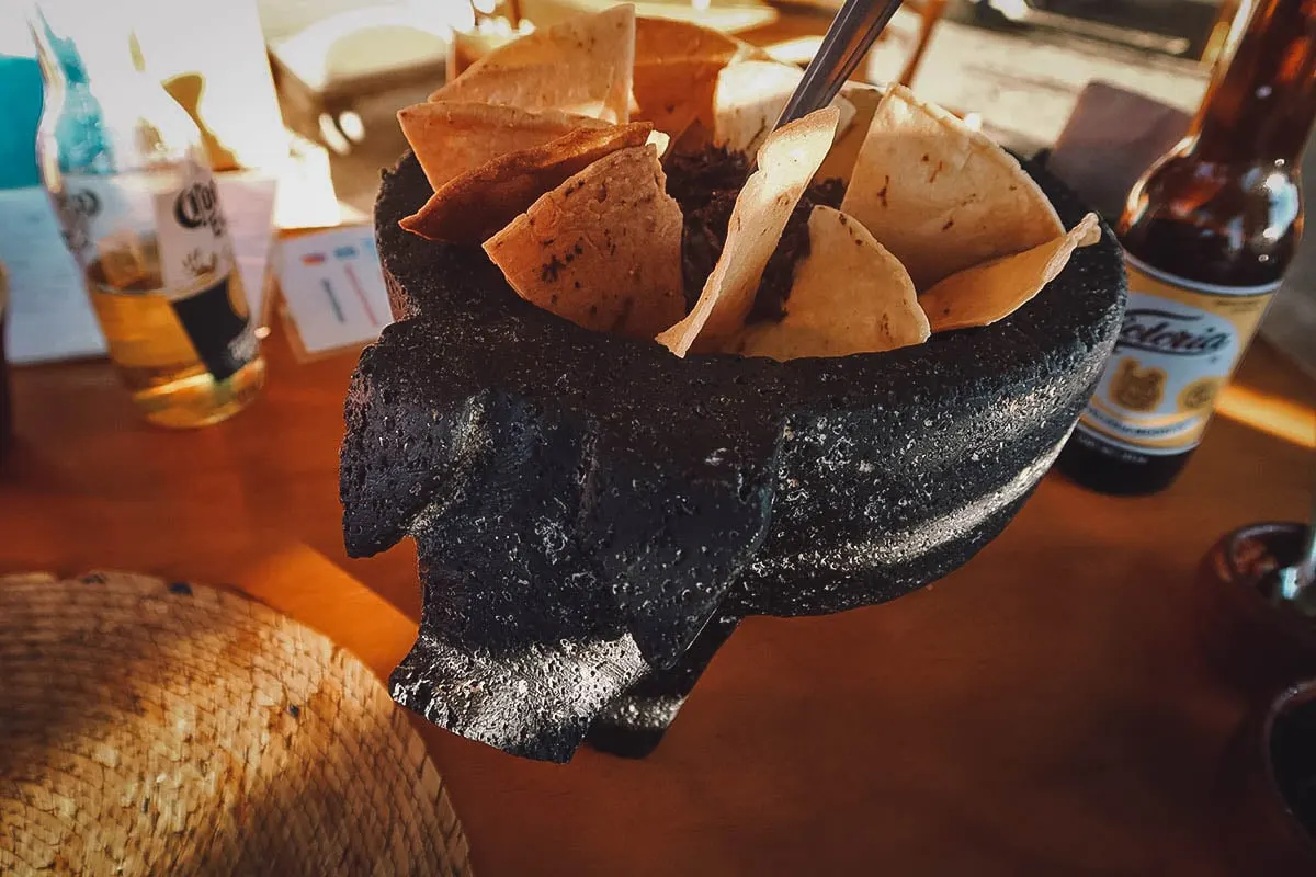 Molcajete with guacamole