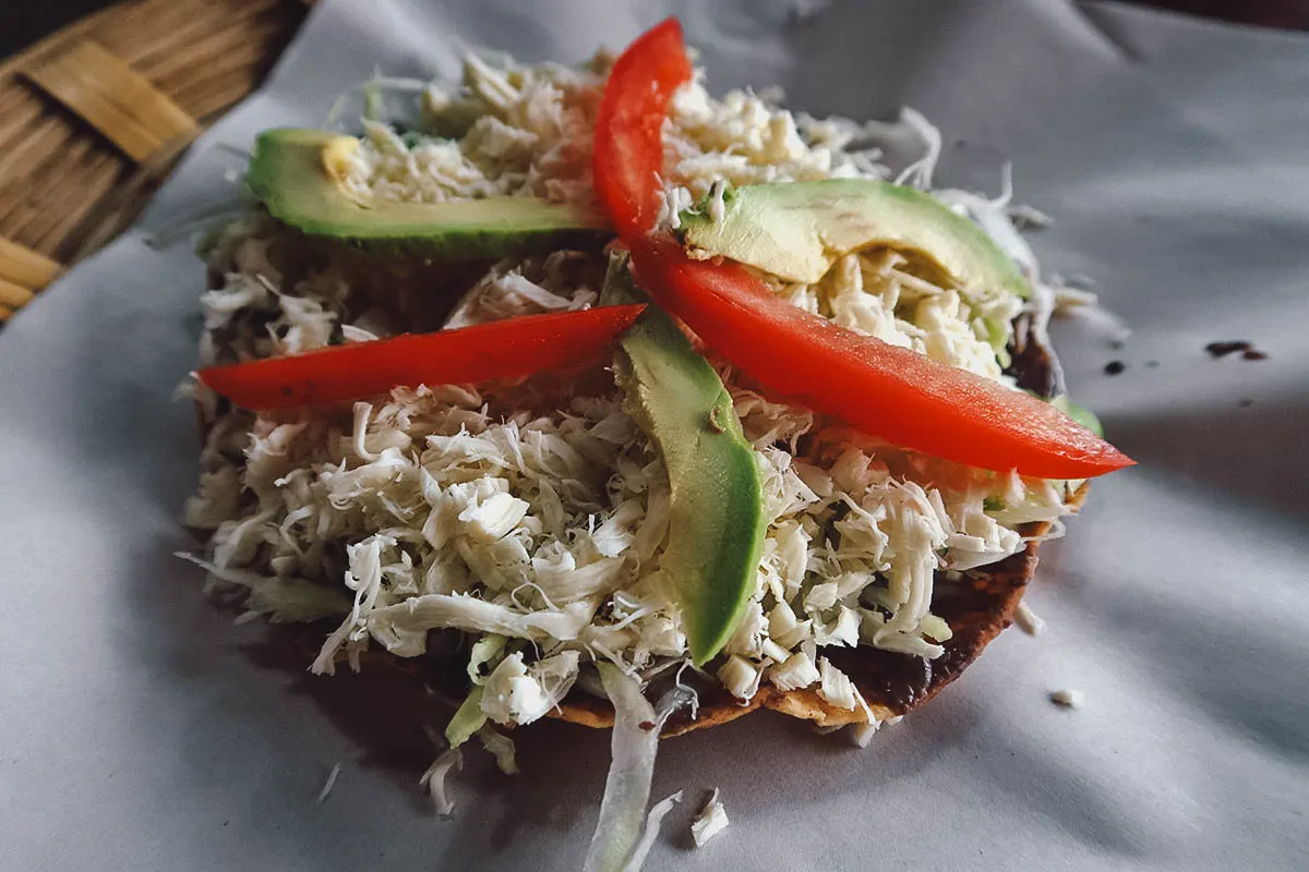 Oaxacan cheese tostada