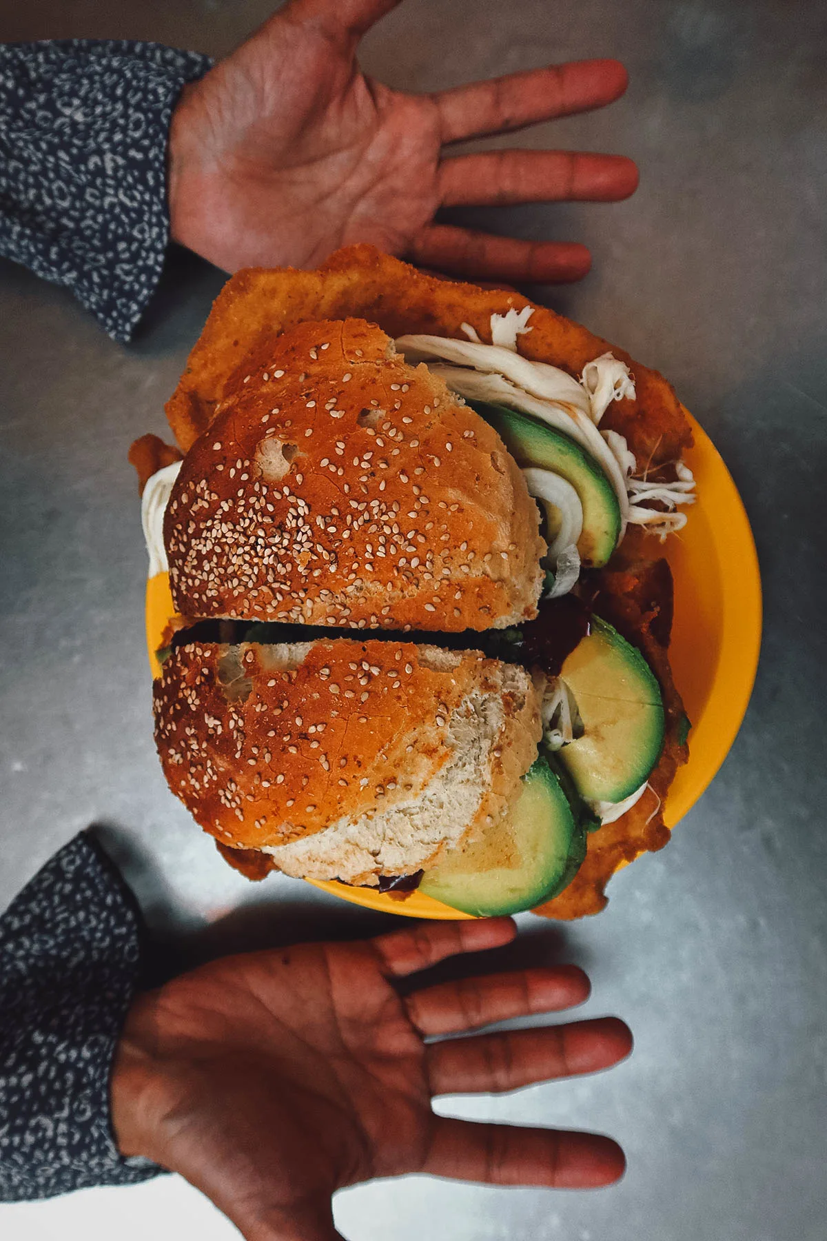 Super cemitas with hands for scale