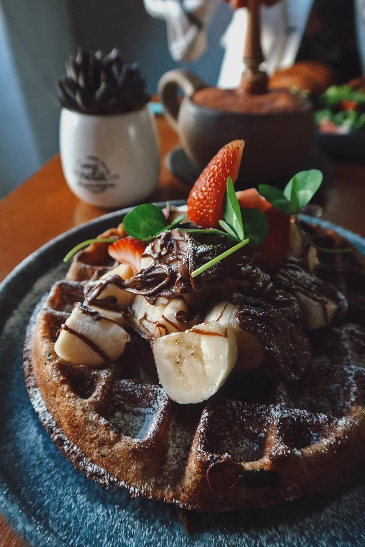 Waffles at Pannela restaurant in Oaxaca City