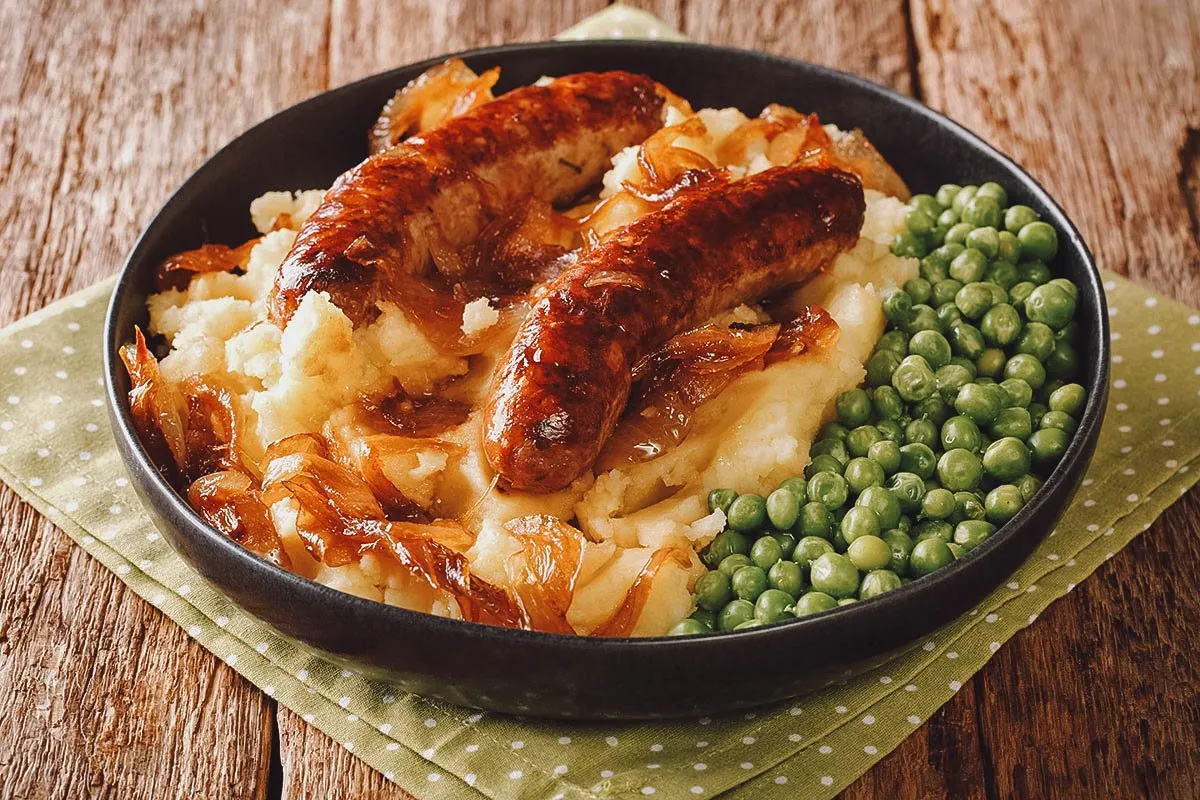 Scottish Food Bangers and mash