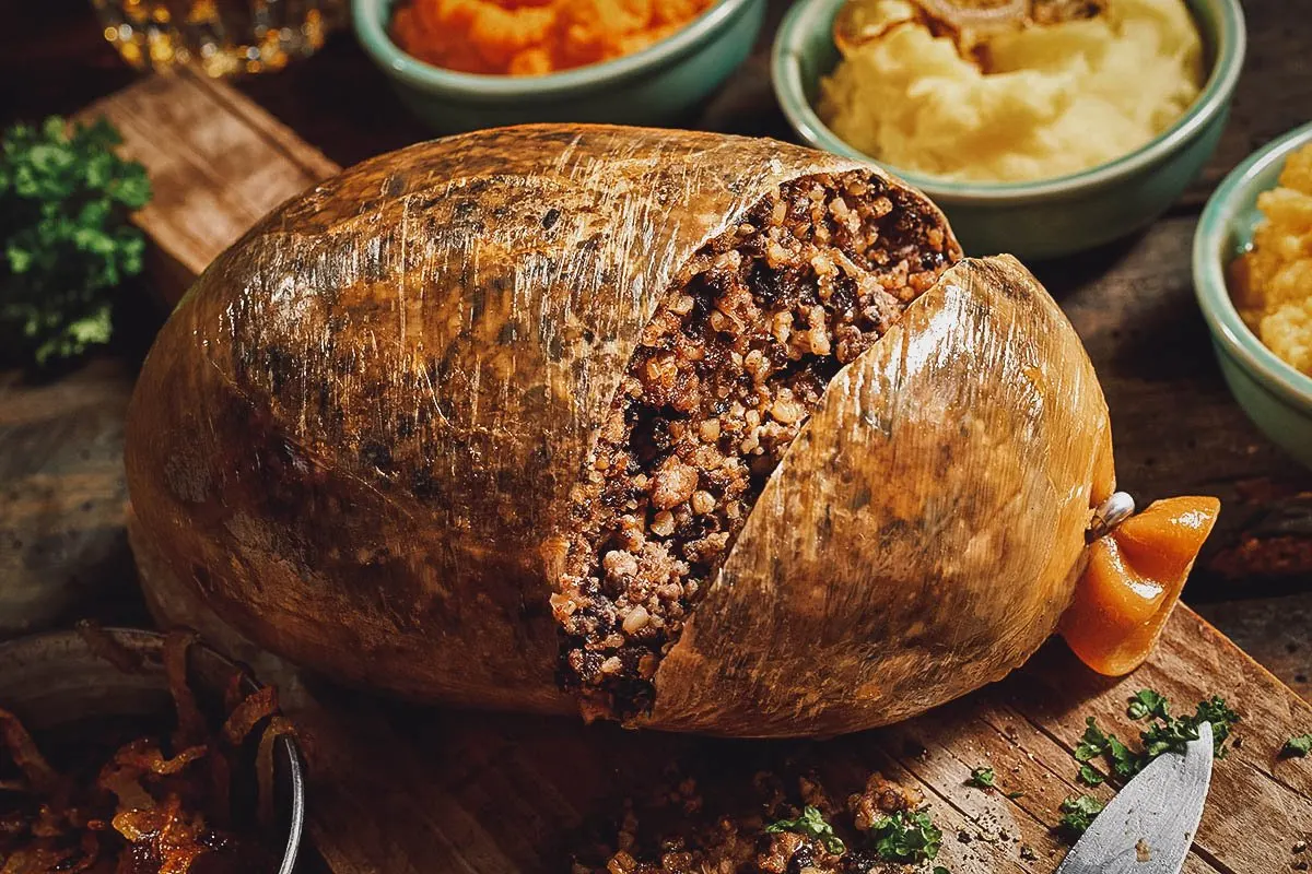 Haggis, one of the most famous Scottish foods