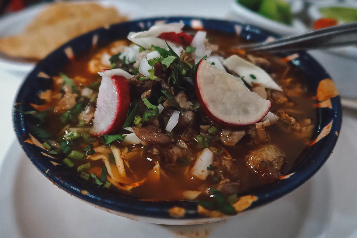 Pozole rojo in Oaxaca, Mexico