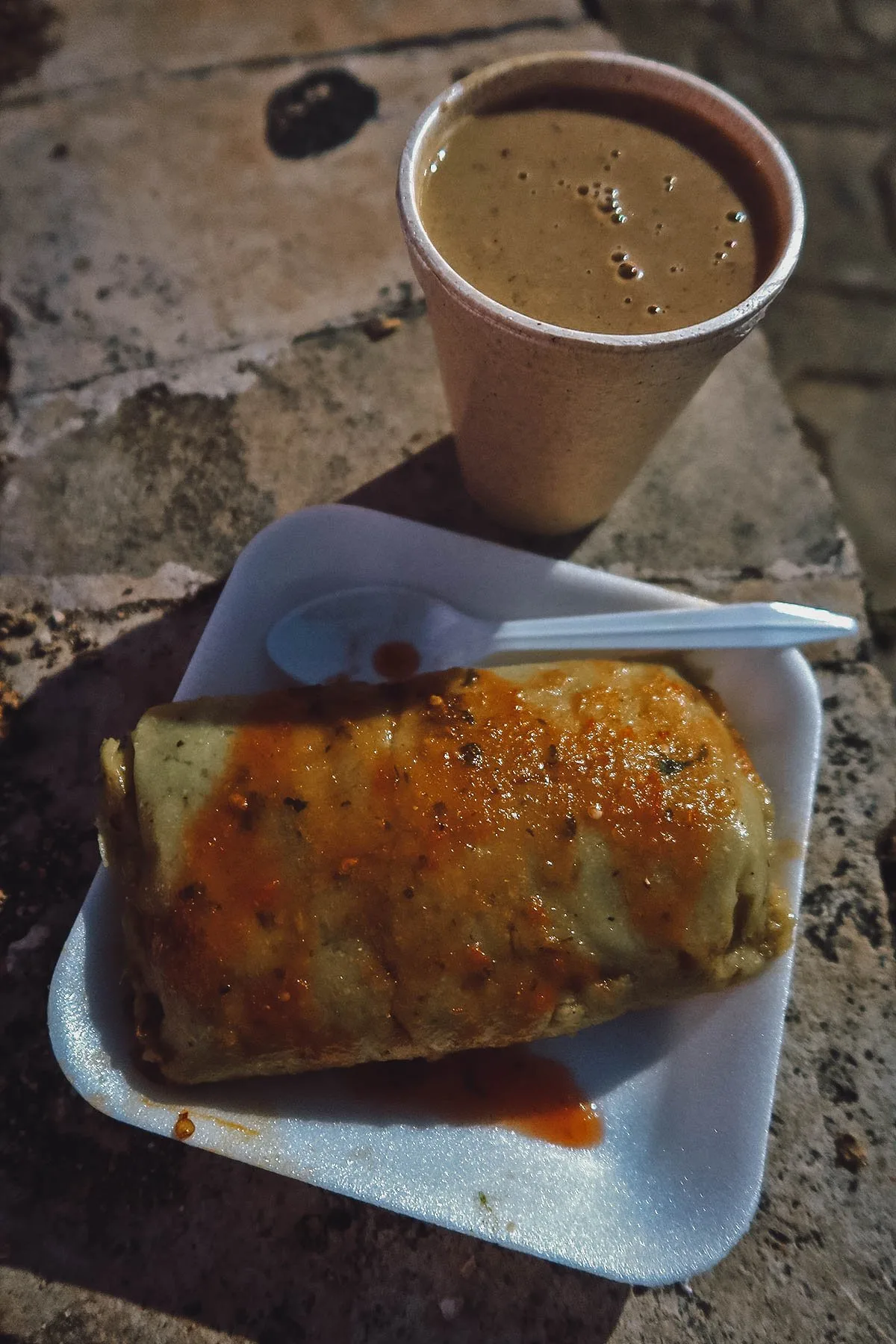 Tamal and atole de coco