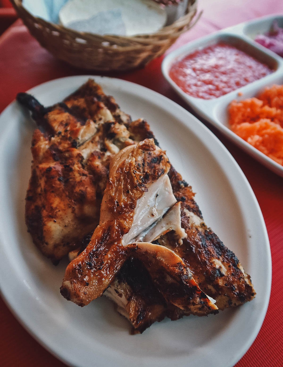 Mexican roast chicken at the Asadero El Pollo restaurant in Playa del Carmen