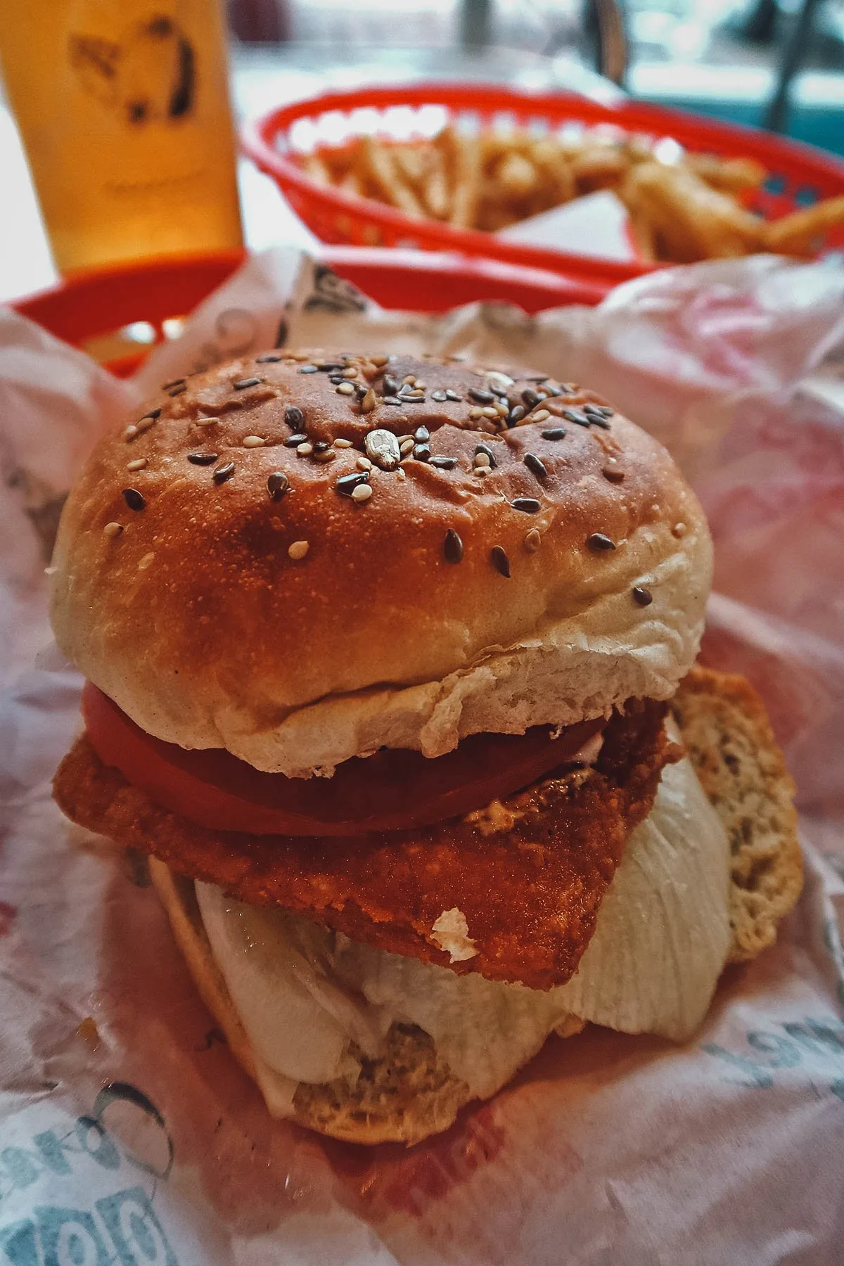 Vegan burger at Comet 984 restaurant