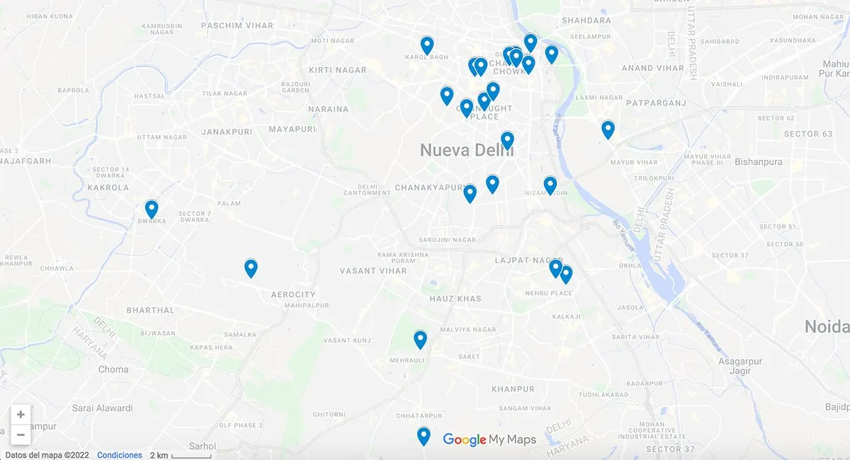 Delhi Travel Guide Delhi map with pins