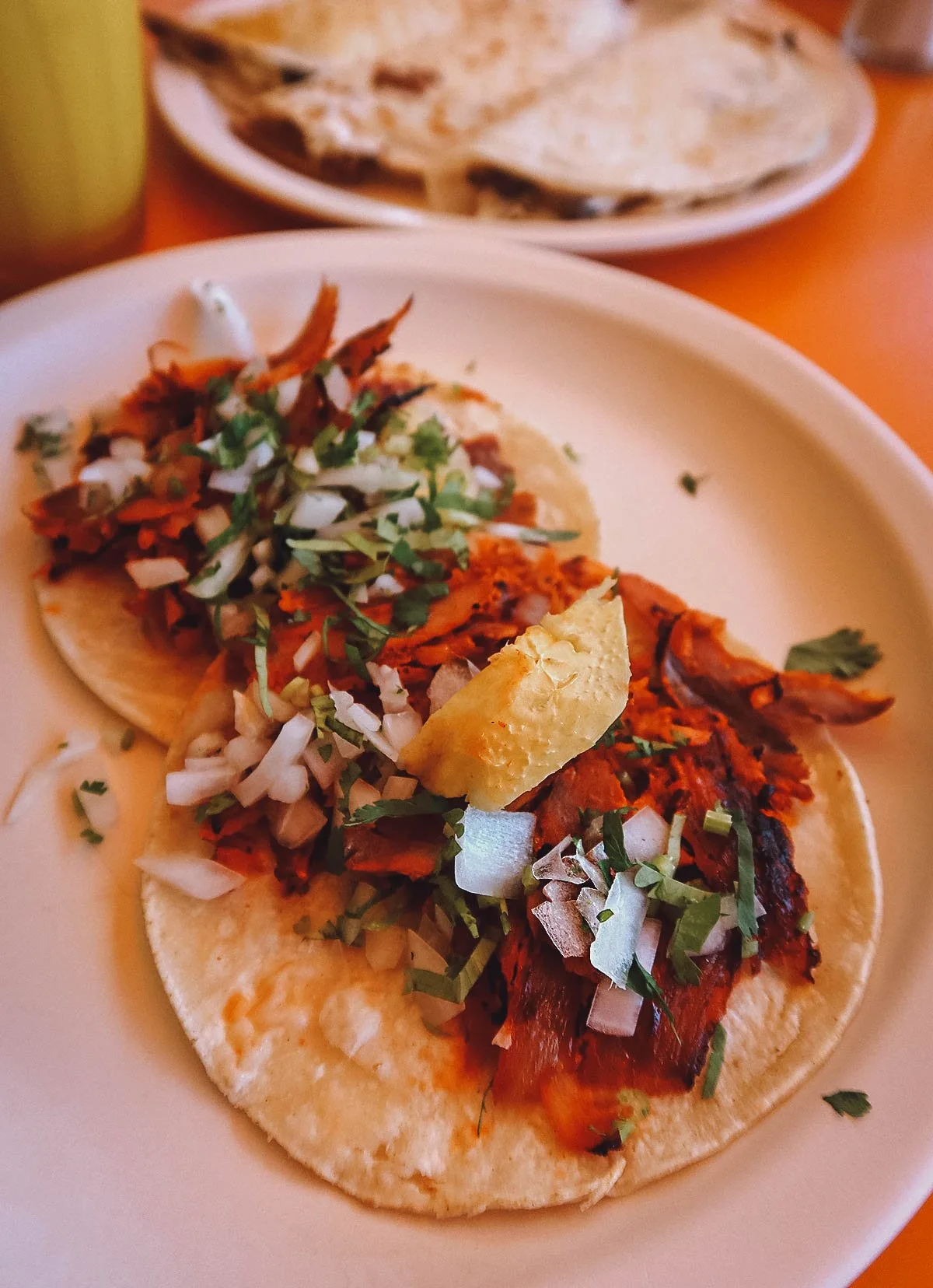 Tacos al pastor at El Fogon restaurant in Playa del Carmen