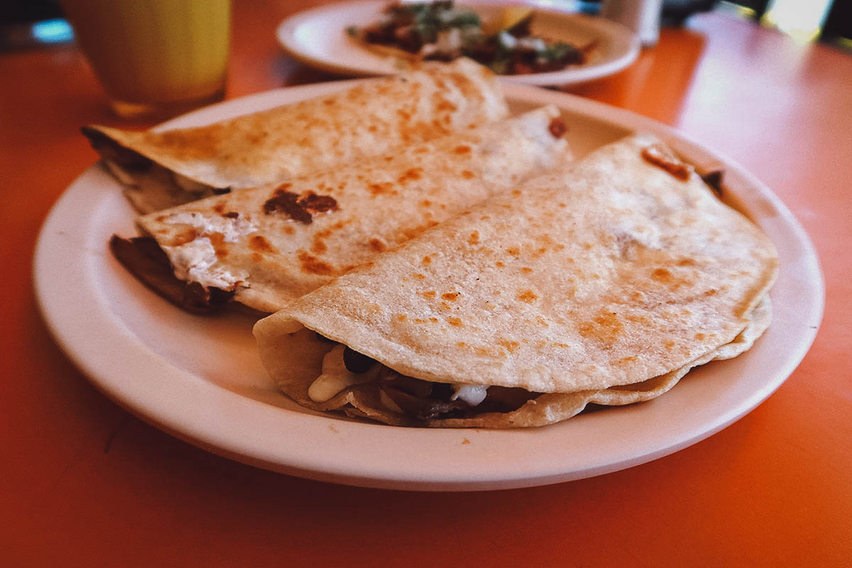 Trio of quesadillas at El Fogon restaurant