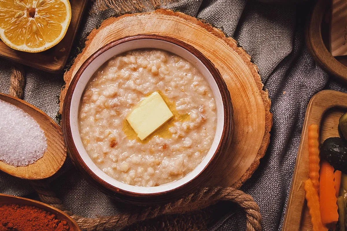 Harees, a popular dish of beaten wheat