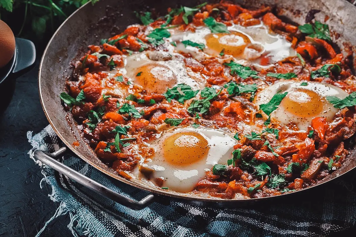 Emirati Food Shakshuka, one of the most popular breakfast dishes in Dubai
