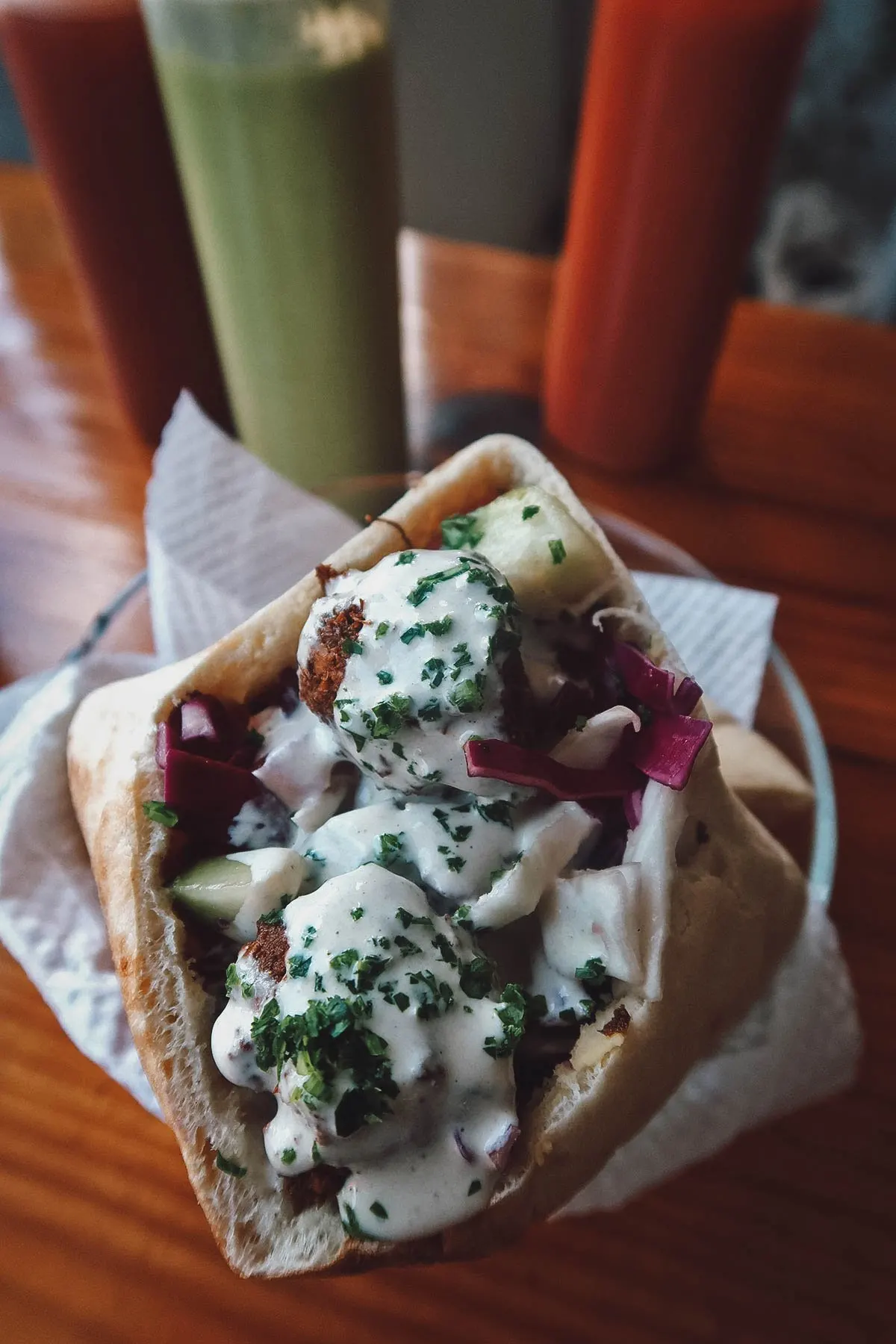 Pita sandwich at Falafel Nessya