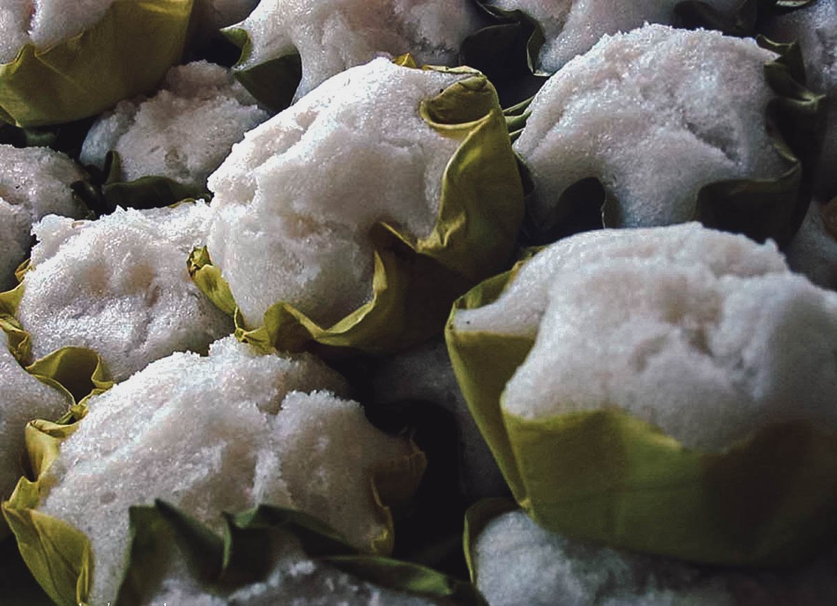 Puto rice cakes in banana leaf