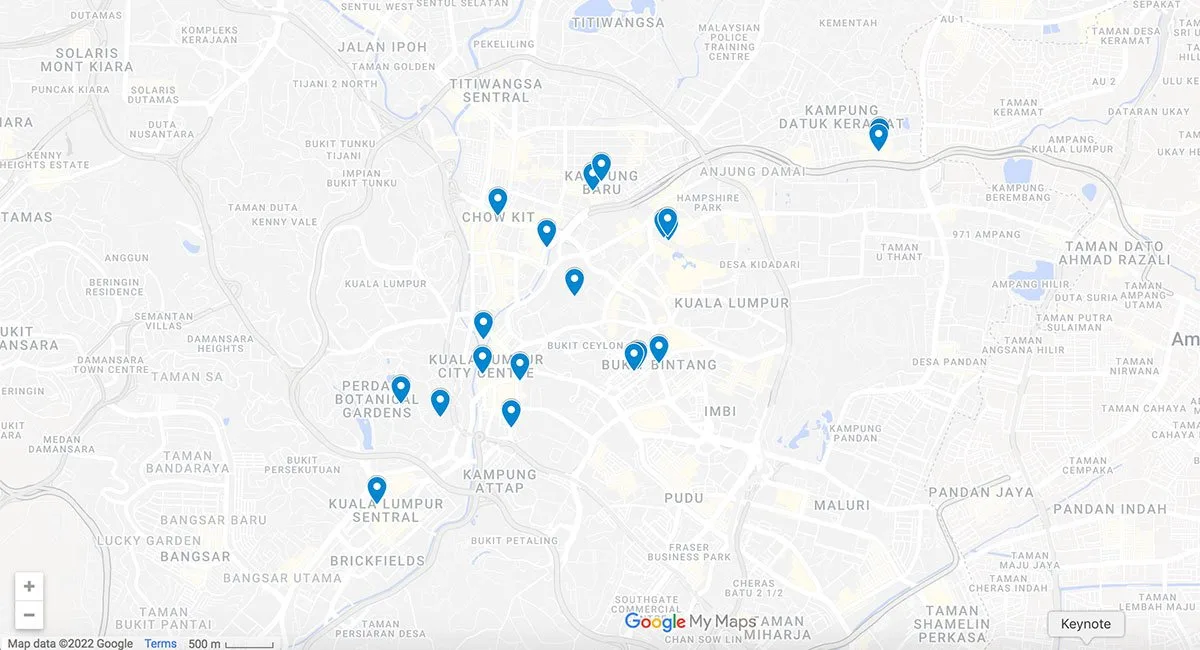 Kuala Lumpur Travel Guide Kuala Lumpur map with pins