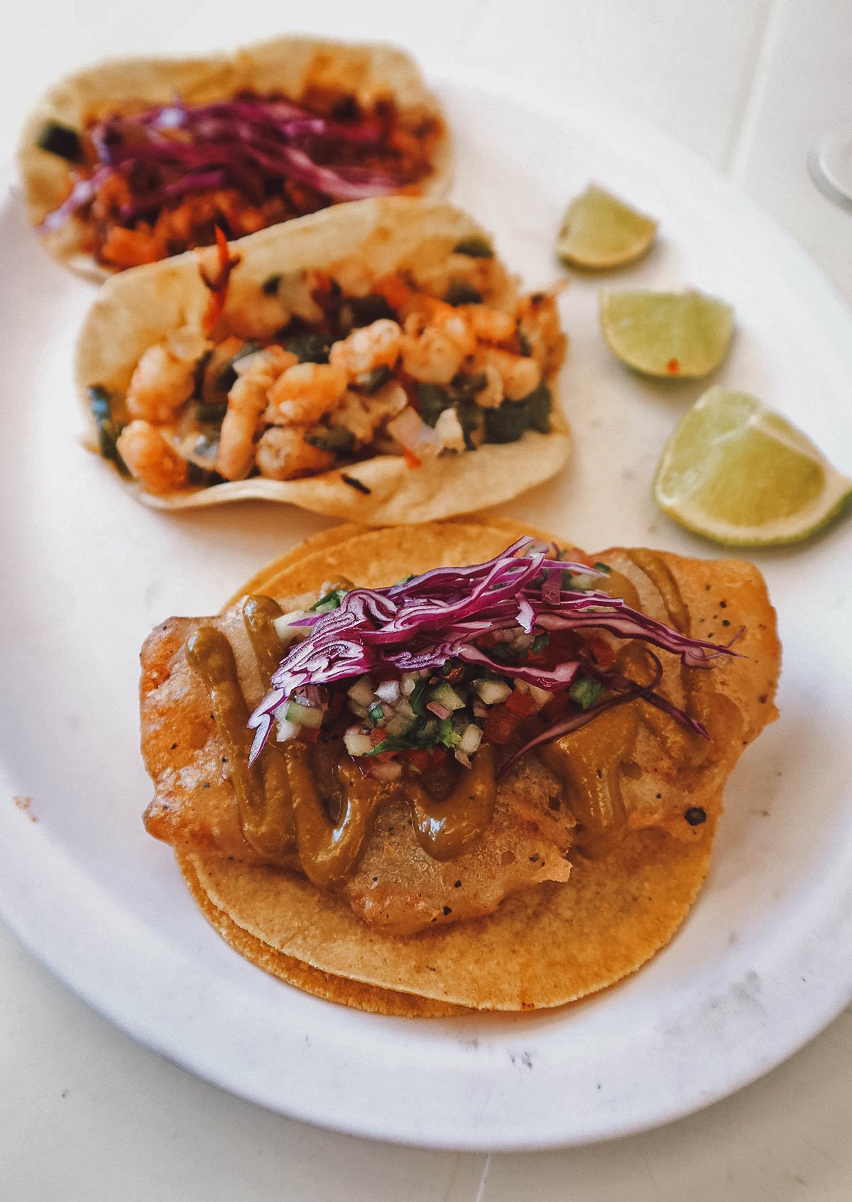 Seafood and Fish tacos at Los Culiados restaurant