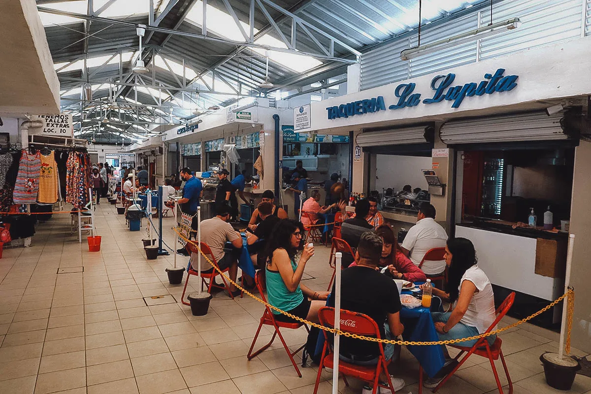 Taqueria La Lupita dining area in Merida, Mexico