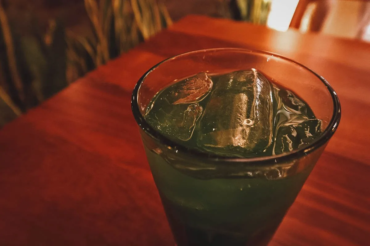 Agua de chaya at a restaurant in Merida, Mexico