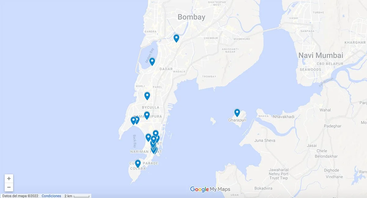 Mumbai map with pins