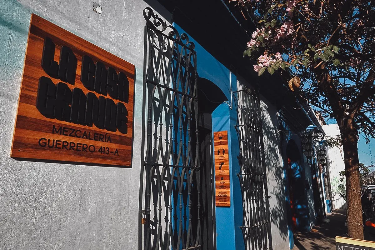 Entrance to La Casa Grande, one of the top mezcalerias in Oaxaca