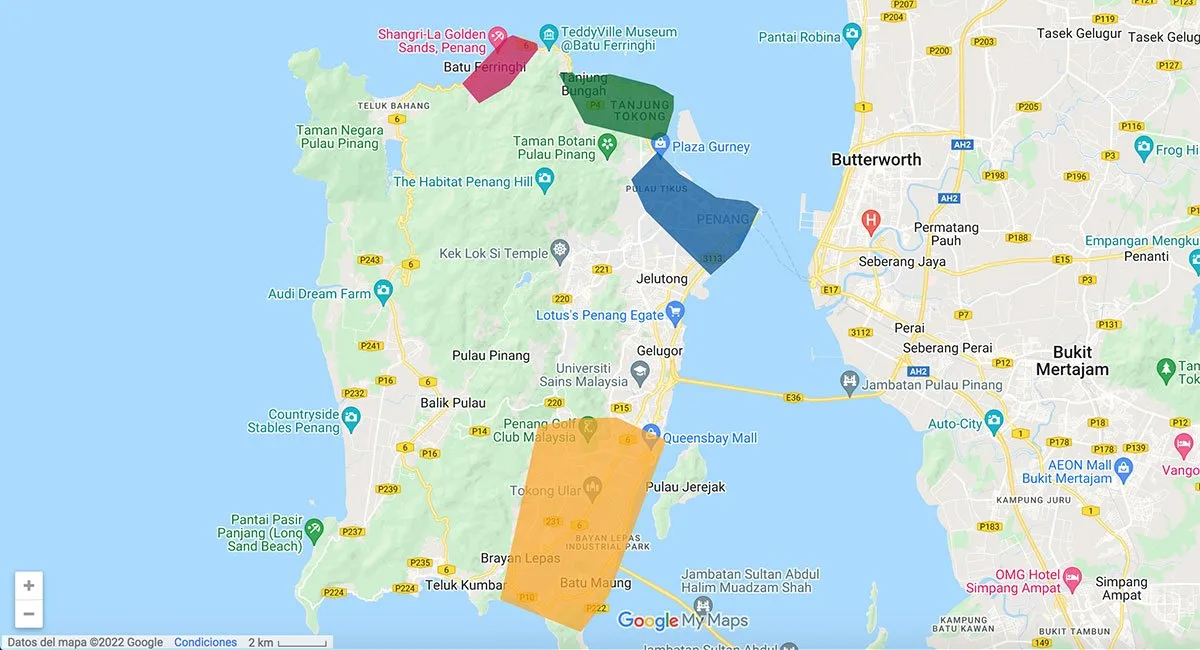 Where to Stay in Penang Penang Island map